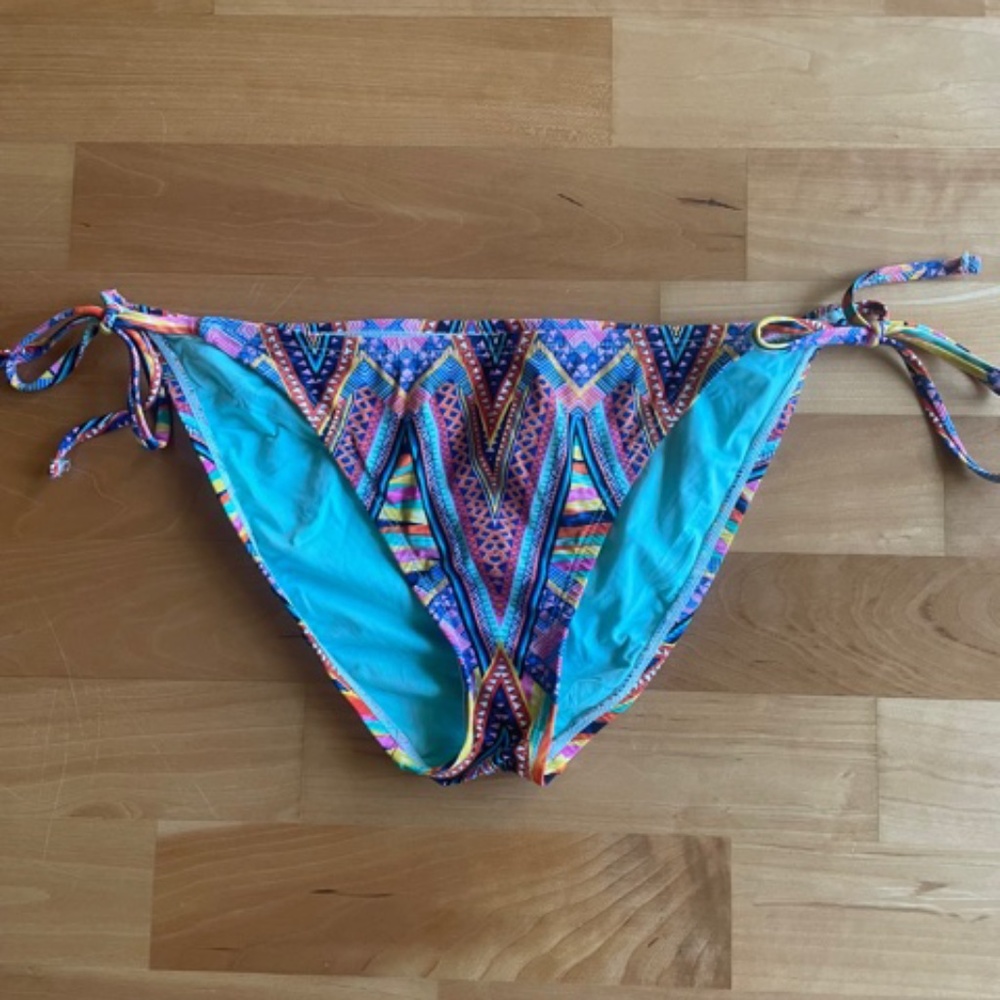 La Blanca colorful printed side-tie bikini bottom size 8